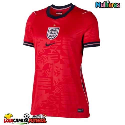Camisa de Futebol Inglaterra Equipamento Secundário Mulheres Mundo 2026 Manga Curta